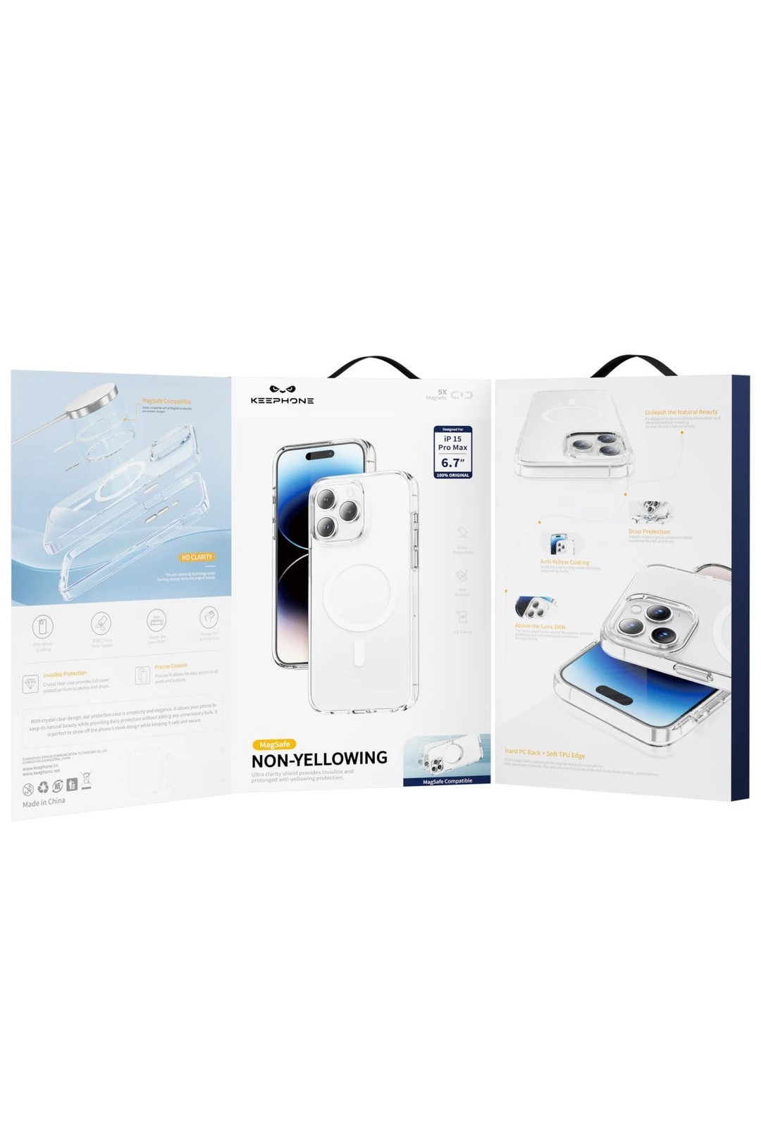 KEEPHONE iPhone 16 Plus Non Yellow Magsafe Kılıf - Şeffaf