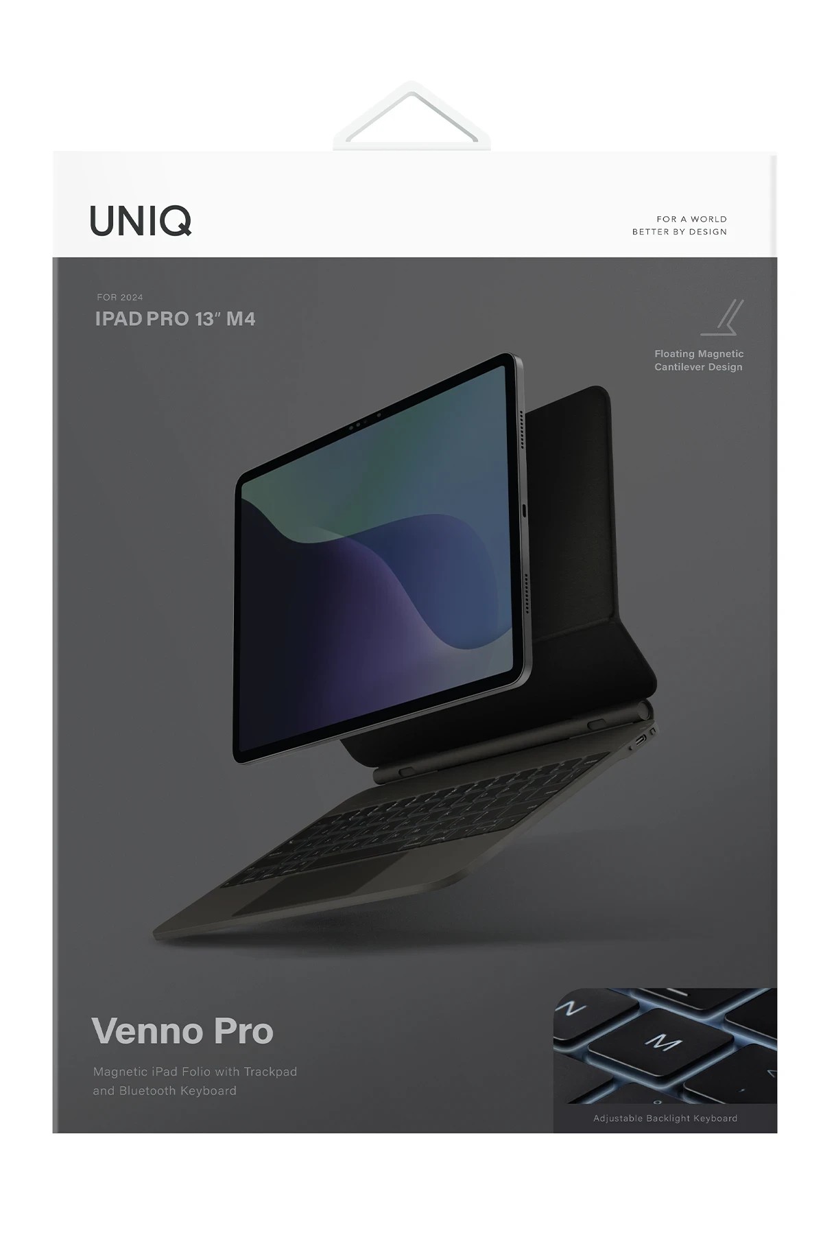 UNIQ iPad Pro 13 (2024) Venno Pro Manyetik Klavyeli Tablet Kılıfı - Siyah