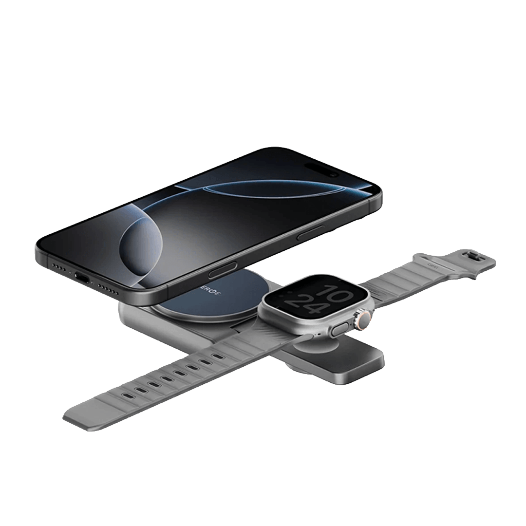 ENERGEA MagDuo 2in1 Katlanabilir 15W Telefon ve 2.5W Saat Masaüstü Hızlı Şarj Standı