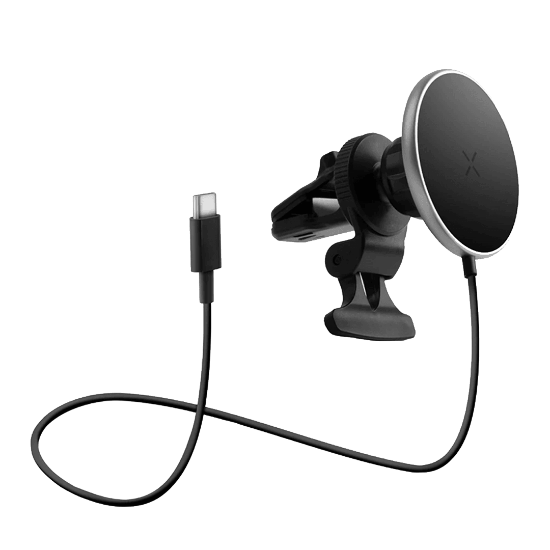 ENERGEA MagDrive 2in1 Izgara Klipsli ve Vantuzlu 15W Kablosuz Şarjlı Manyetik Magsafe Araç Tutucu - Siyah