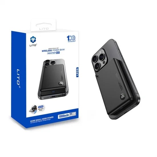 LITO LP08 Taşınabilir İnce Manyetik Göstergeli Magsafe Powerbank 10000 mAh