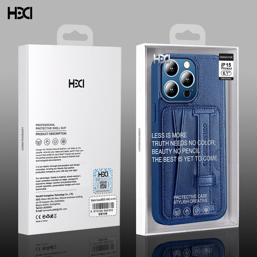 HDD iPhone 15 Pro Max HD Deri Kartvizitli Kılıf - Lacivert