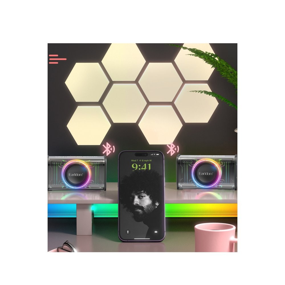 EARLDOM A31 RGB Işıklı Bluetooth 5.1 Kablosuz Hoparlör - Beyaz