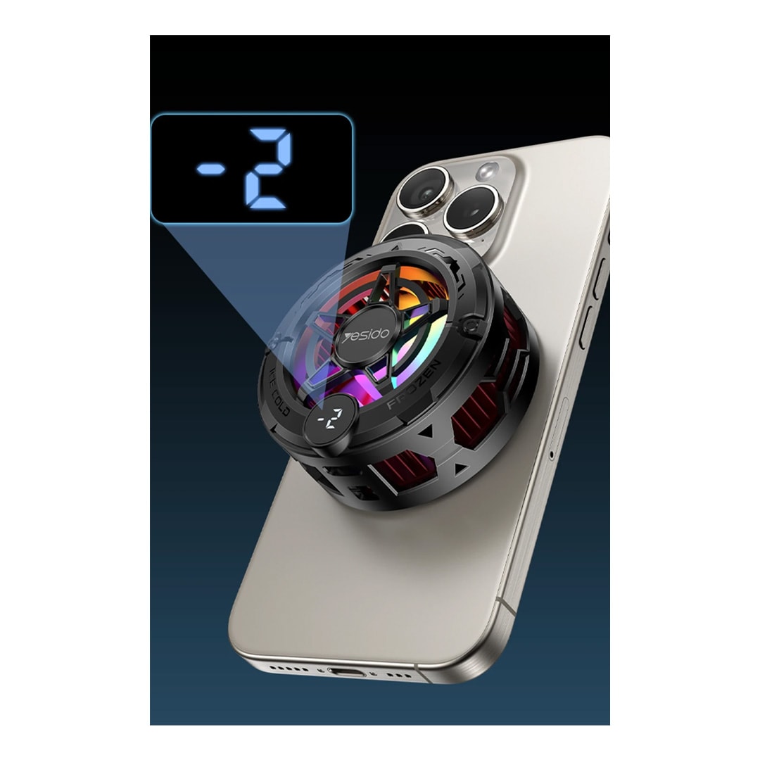 YESIDO C226 Dijital Sıcaklık Göstergeli RGB Işıklı Radyatör Telefon Soğutucu Fan