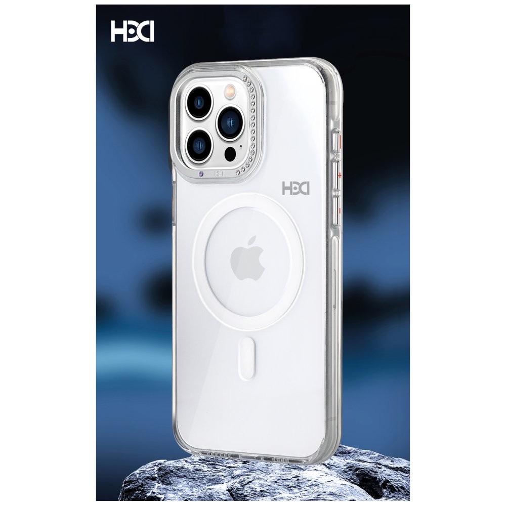 HDD iPhone 16 Pro Max HBC-273 PC 2.0 Diamond Şeffaf Magsafe Kılıf - Şeffaf