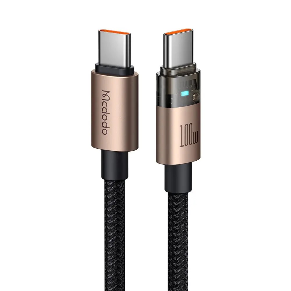 MCDODO CA-5581 Type-C to Type-C 100W 1.2 m LED Işıklı Şeffaf Kablo