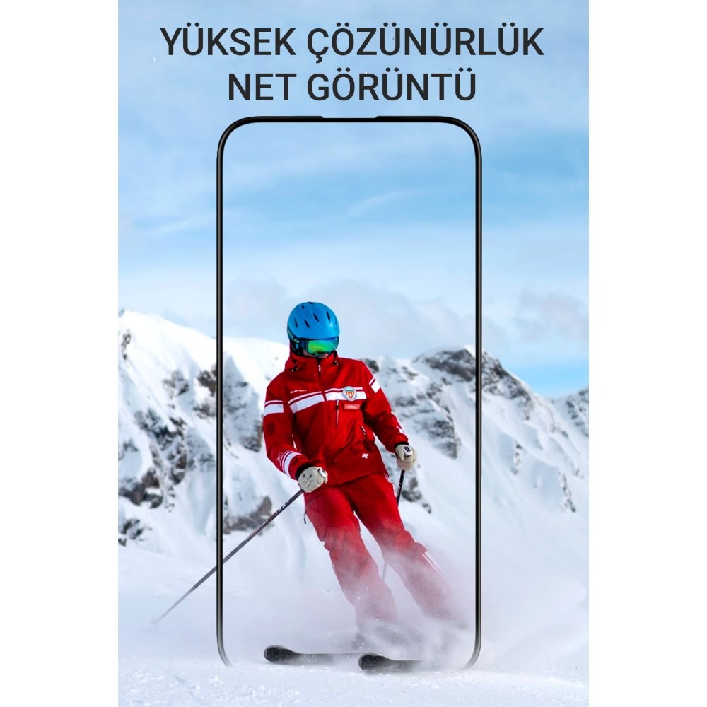 URR iPhone 15 Pro Max 2.5D Antistatik Silkscreen Cam Ekran Koruyucu - Siyah