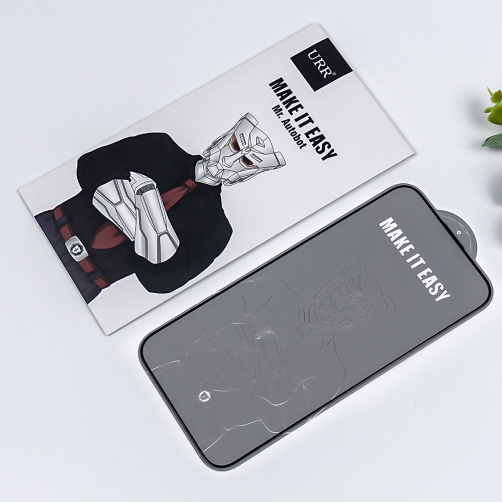 URR iPhone 14 Pro 2.5D Antistatik Silkscreen Cam Ekran Koruyucu - Siyah