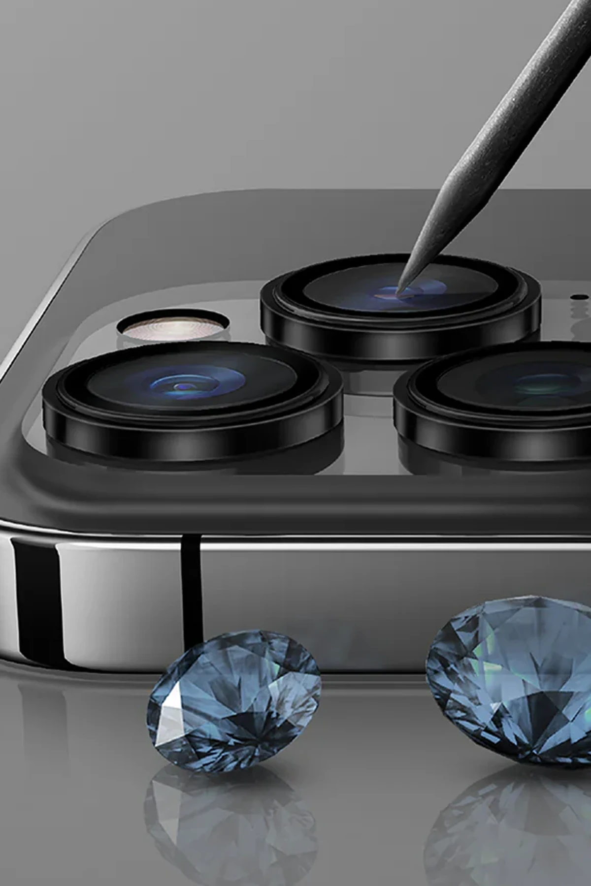 UNIQ iPhone 17 Pro/17 Pro Max Optix Çelik Çerçeveli Sapphire Kamera Lens Koruyucu