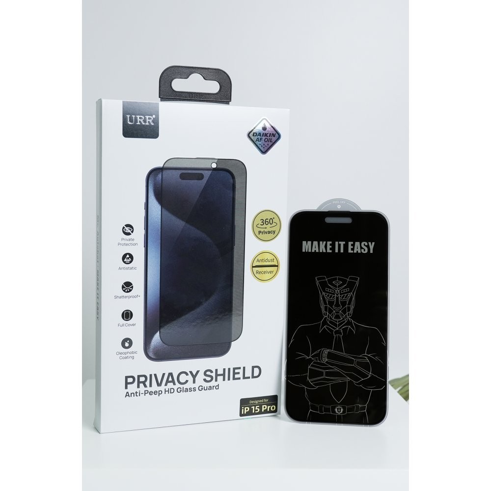 URR iPhone 13 4 Way Anti Spy 360 Privacy Cam Ekran Koruyucu - Siyah