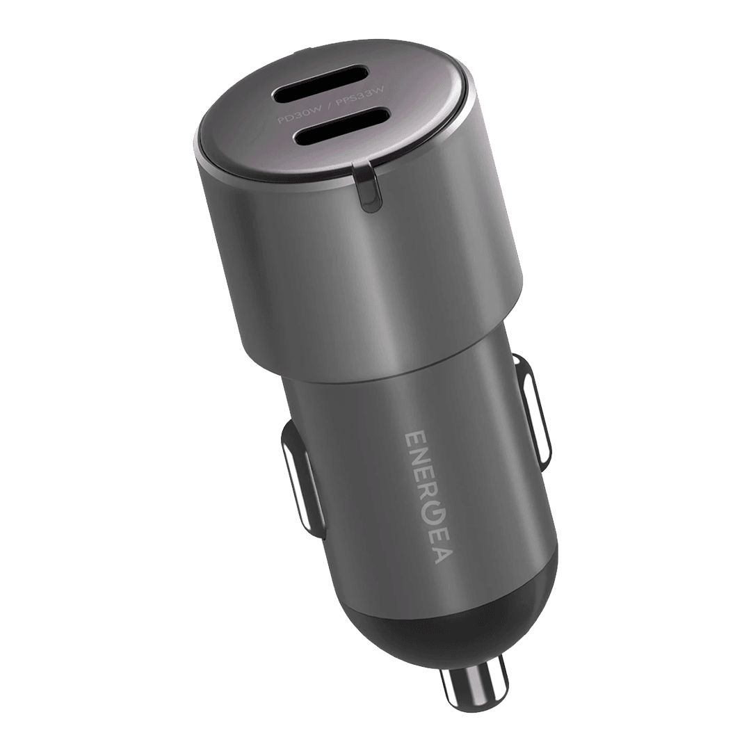 ENERGEA AluDrive D60 66W 2 Adet 33W Type-C Çıkışlı Alüminyum Araç İçi Şarj Aleti - Koyu Gri