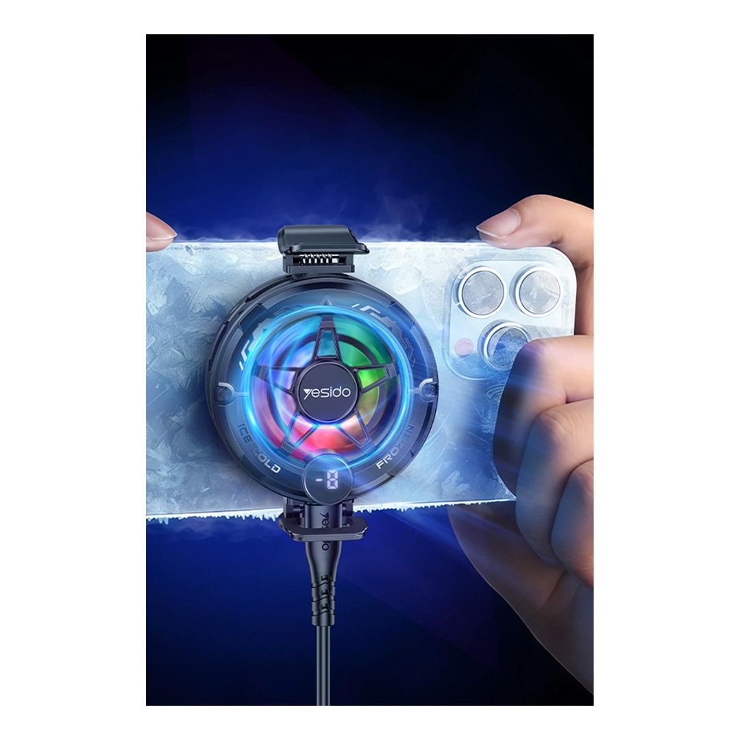 YESIDO C226 Dijital Sıcaklık Göstergeli RGB Işıklı Radyatör Telefon Soğutucu Fan