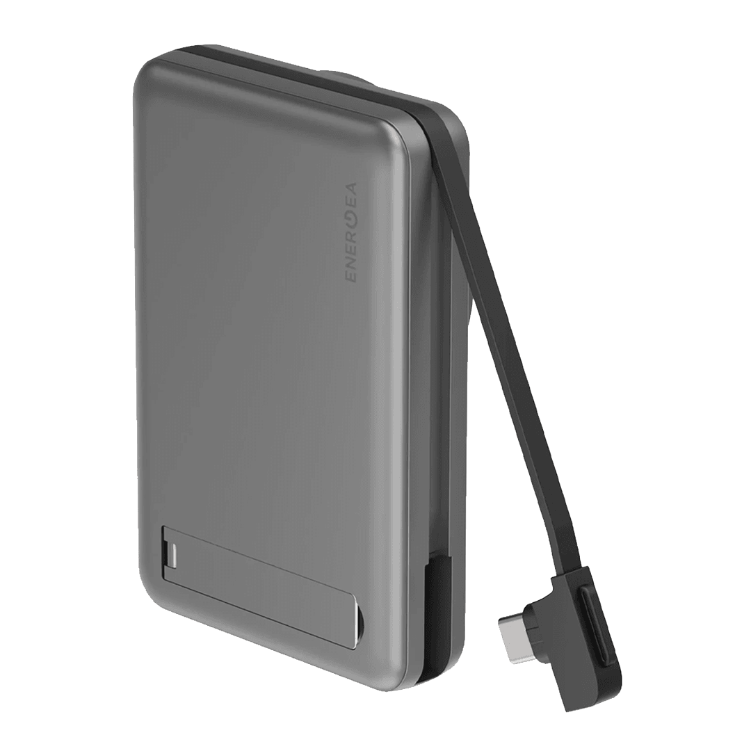 ENERGEA MagPac Pro Plus 10.000 mAh 1 Adet 20W Type-C 1 Adet 20W Type-C Kablo ve 15W Kablosuz Şarj Çıkışlı PD Hızlı Şarj Magsafe Powerbank - Koyu Gri