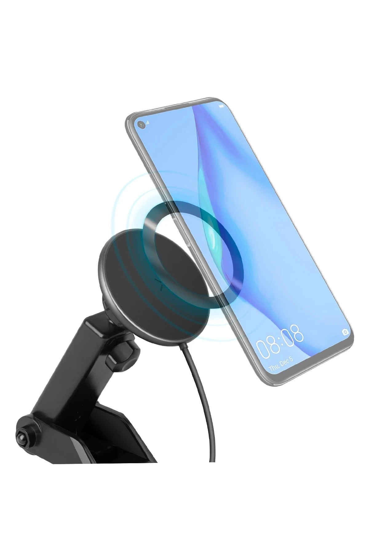 ENERGEA MagDrive 2in1 Izgara Klipsli ve Vantuzlu 15W Kablosuz Şarjlı Manyetik Magsafe Araç Tutucu - Siyah