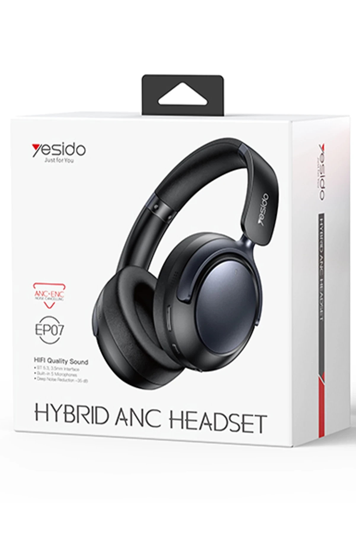 YESIDO EP07 BT 5.3 Hibrit Aktif Gürültü Engelleyici Özellikli Kafaüstü Bluetooth Kulaklık - Siyah