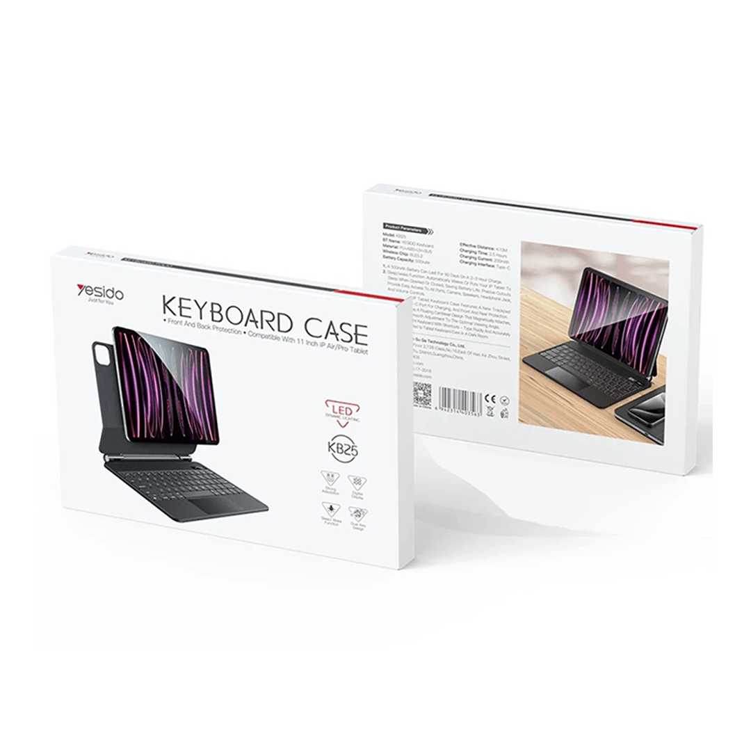 YESIDO KB25 iPad Pro 11 (2022) Tecno Klavyeli Tablet Kılıfı - Siyah