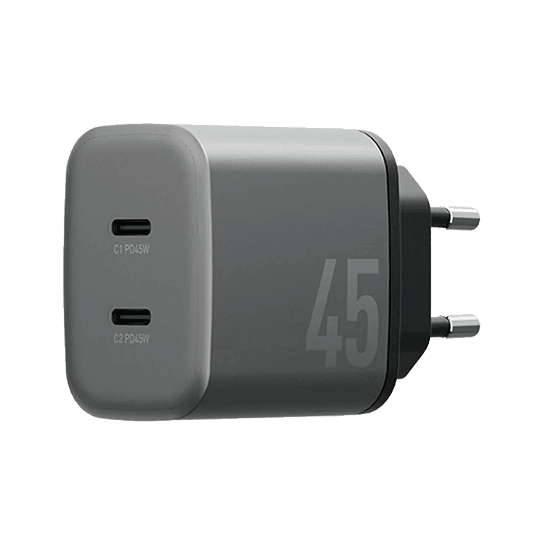 ENERGEA AmpCharger GaN45 2 Adet 45W Type-C Çıkışlı Hızlı Şarj Aleti - Koyu Gri