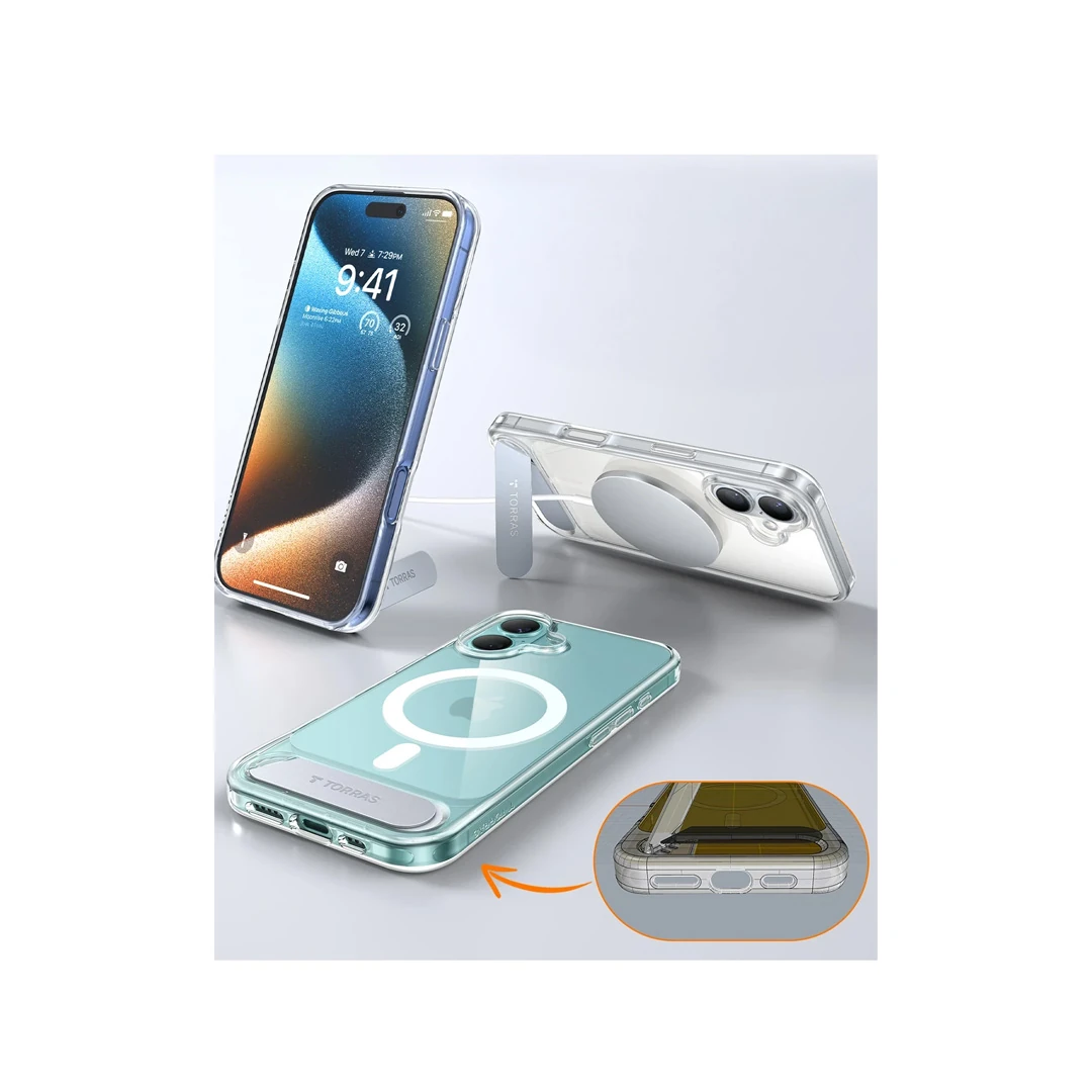 TORRAS iPhone 16 P Stand Serisi Magsafe Kılıf - Şeffaf