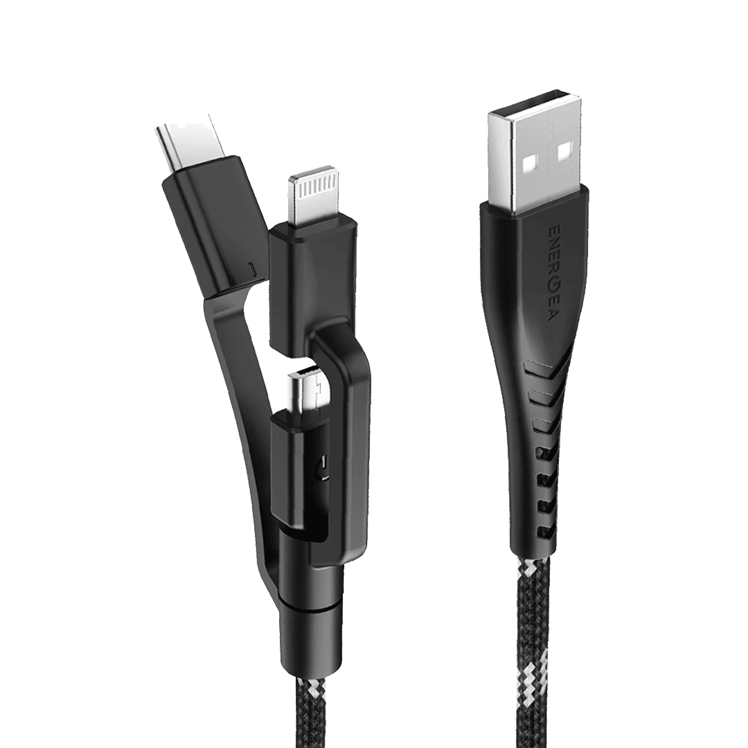 ENERGEA C89 NyloFlex 3in1 1.5M 3A USB to Type-C / Lightning / Micro Hızlı Şarj Kablo - Siyah