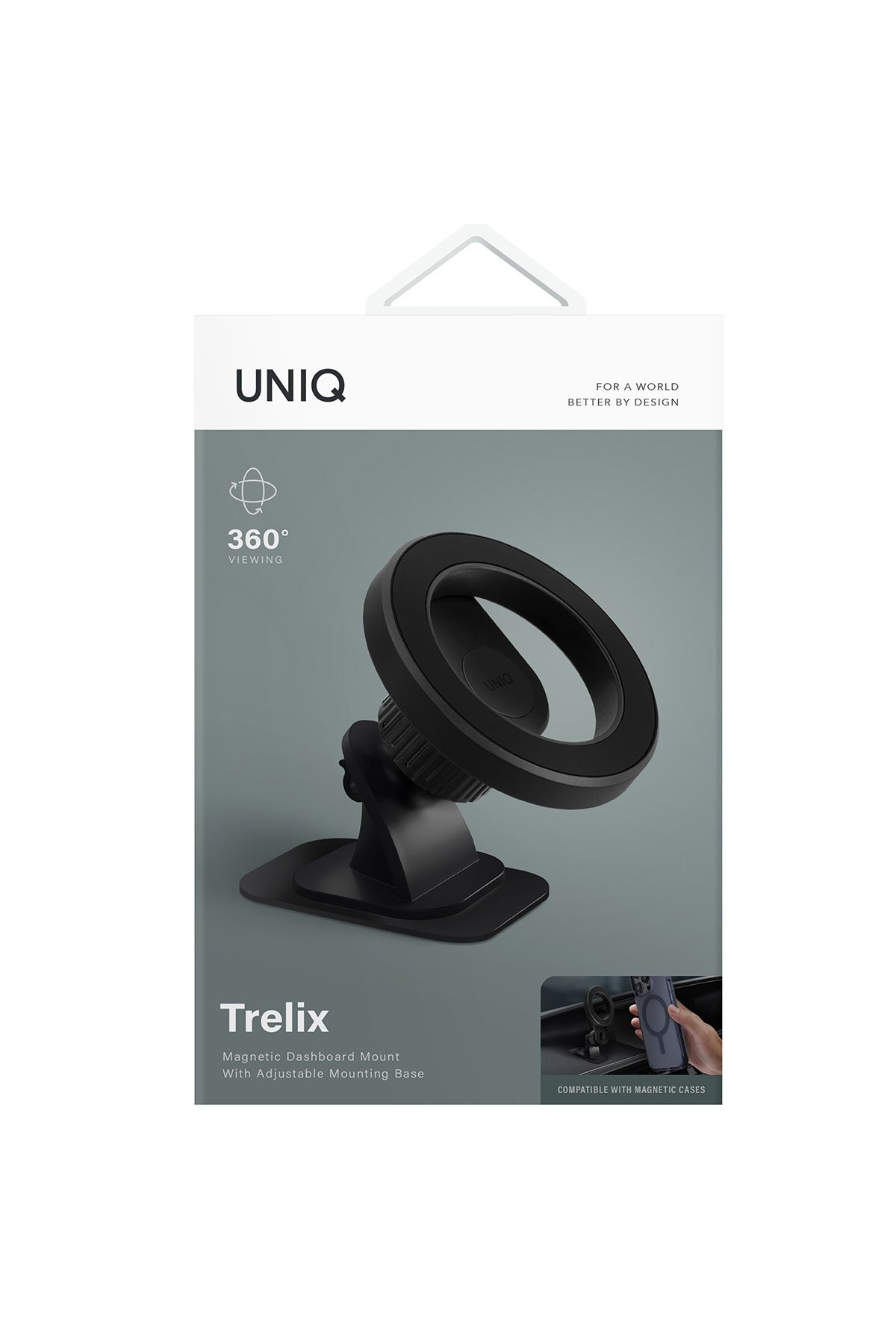 UNIQ Trelix Manyetik Mıknatıslı 360° Dönen Araç Tutucu - Siyah