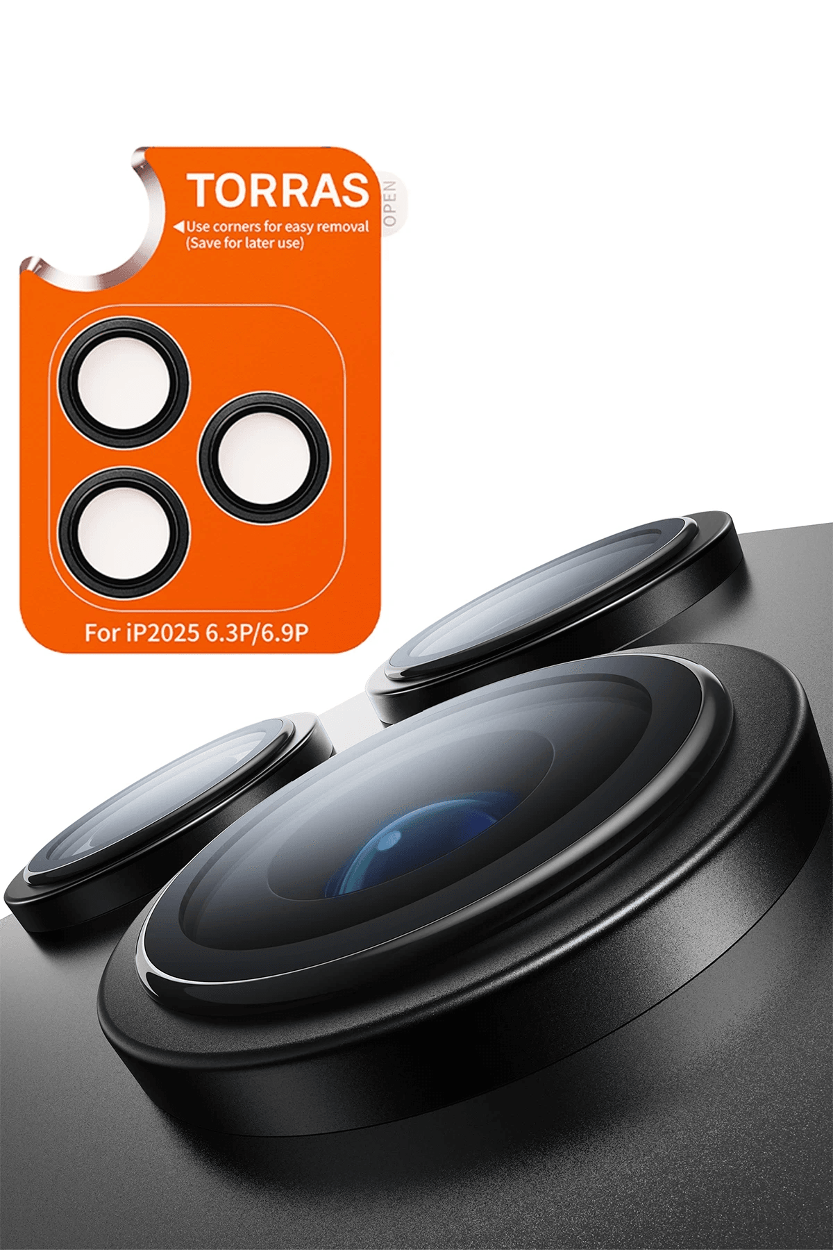TORRAS iPhone 17 Pro Lensguard AR Anti Glare Kamera Lens Koruyucu - Siyah
