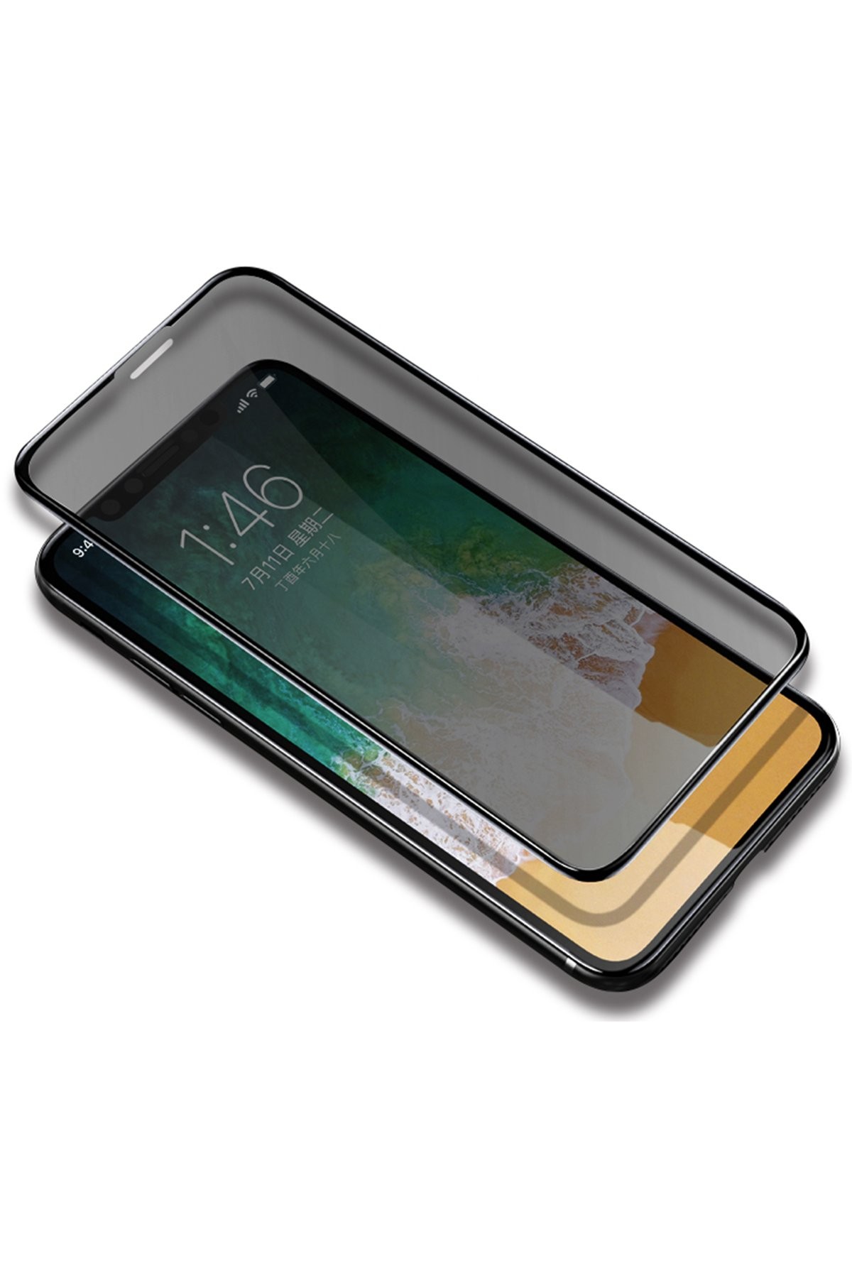 YESIDO iPhone 15 TG13 5D Hayalet Cam Ekran Koruyucu - Siyah