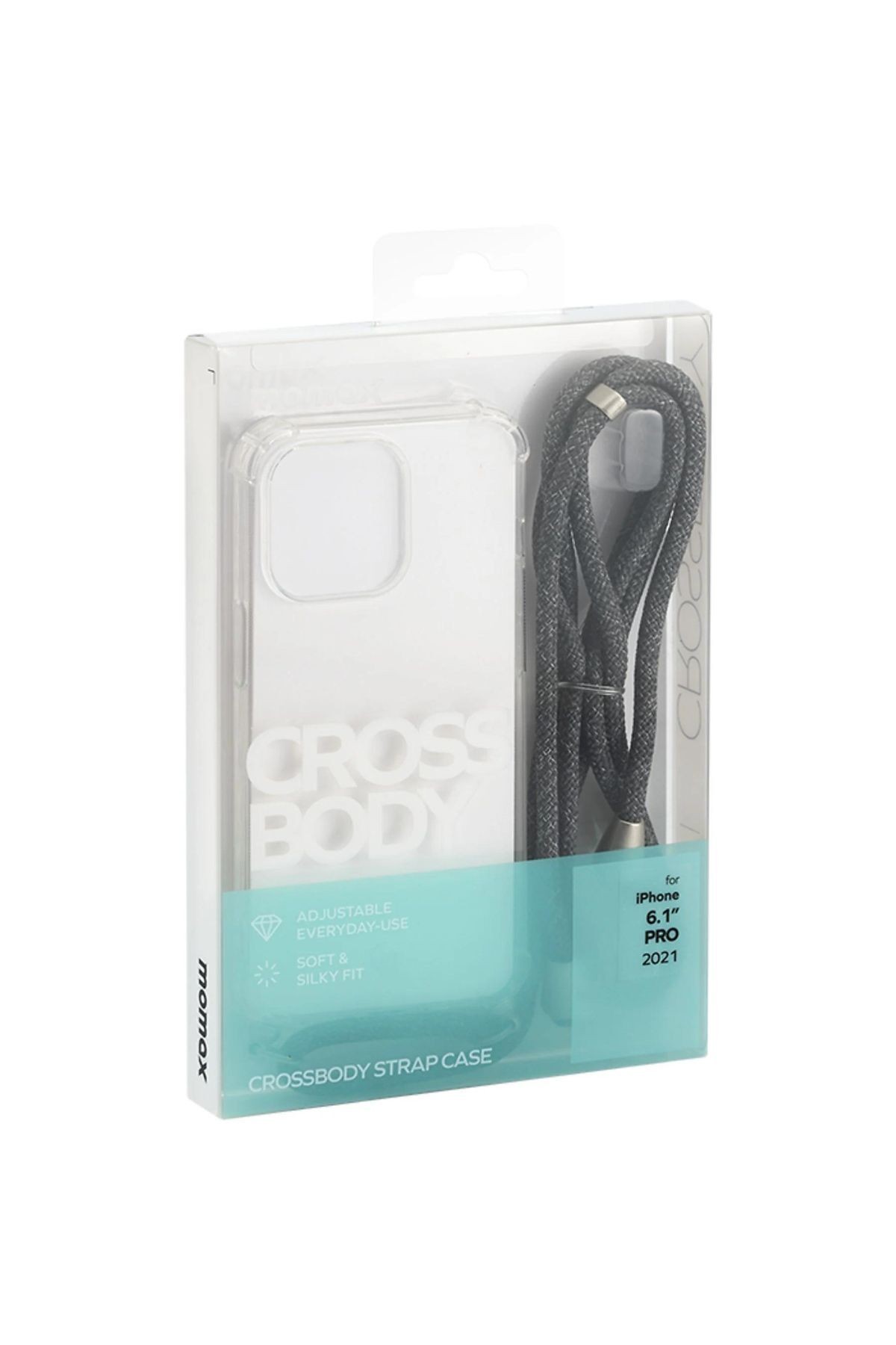 MOMAX Cross Body Strap Kılıf Şeffaf iPhone 13 Pro