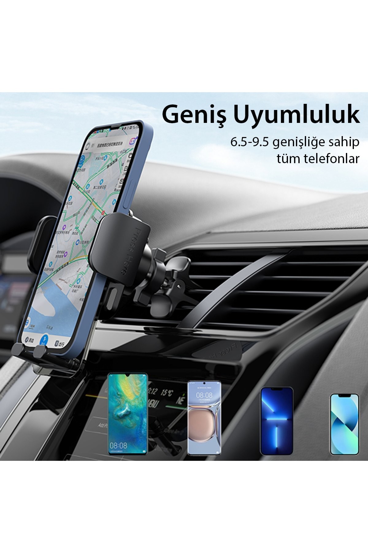 YESIDO C163 Izgara Klipsli 360 Derece Ayarlanabilir Araç Tutucu - Siyah