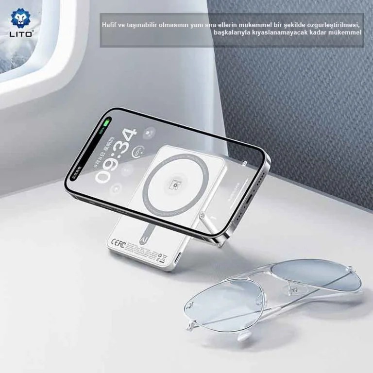 LITO LP03 15W Ultra AI 5’i 1 Arada 5000 Mah Manyetik Powerbank - Aynalı