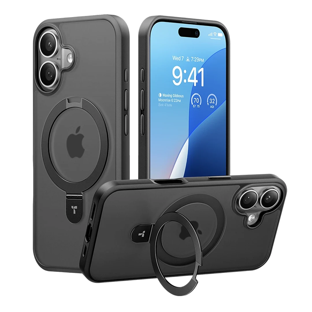 TORRAS iPhone 16 O Stand Serisi Magsafe Kılıf - Siyah