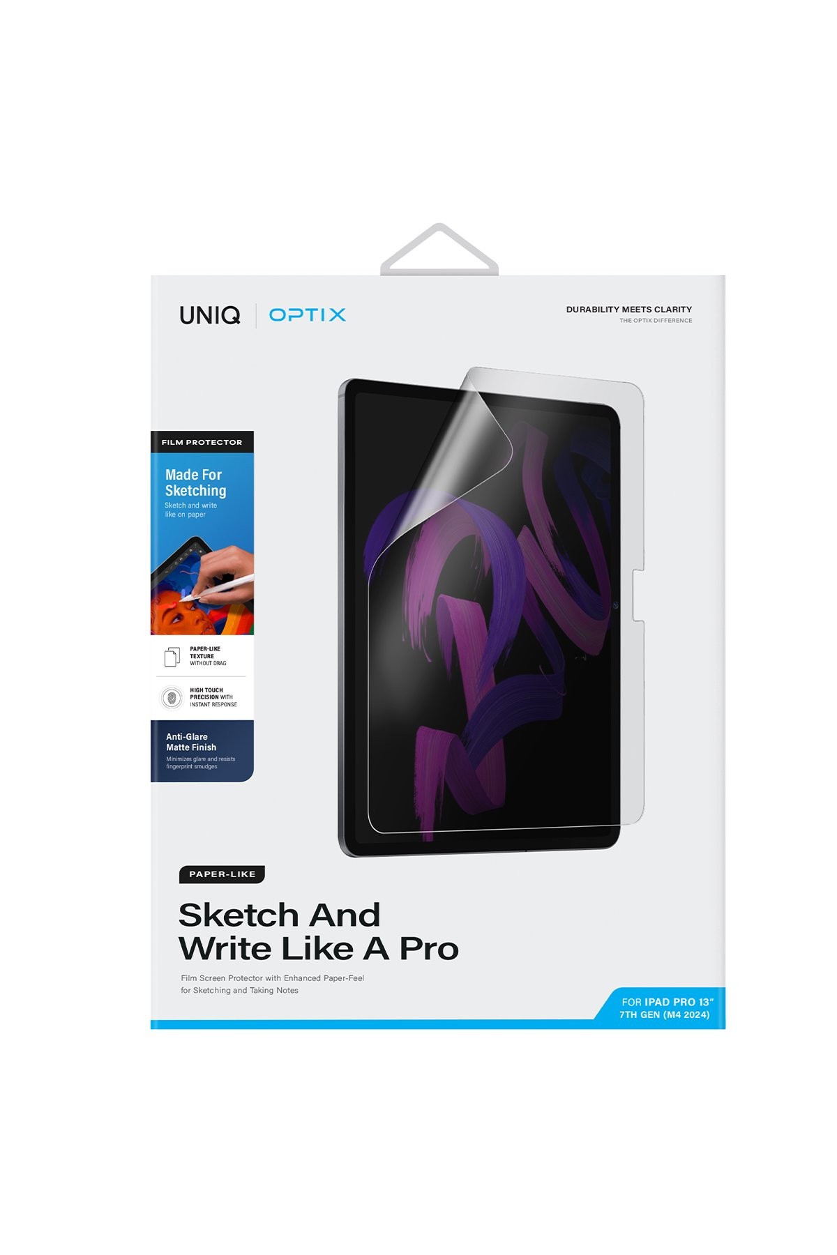 UNIQ iPad Pro 13 (2024) Optix Paper Sketch Tablet Nano Koruyucu - Siyah
