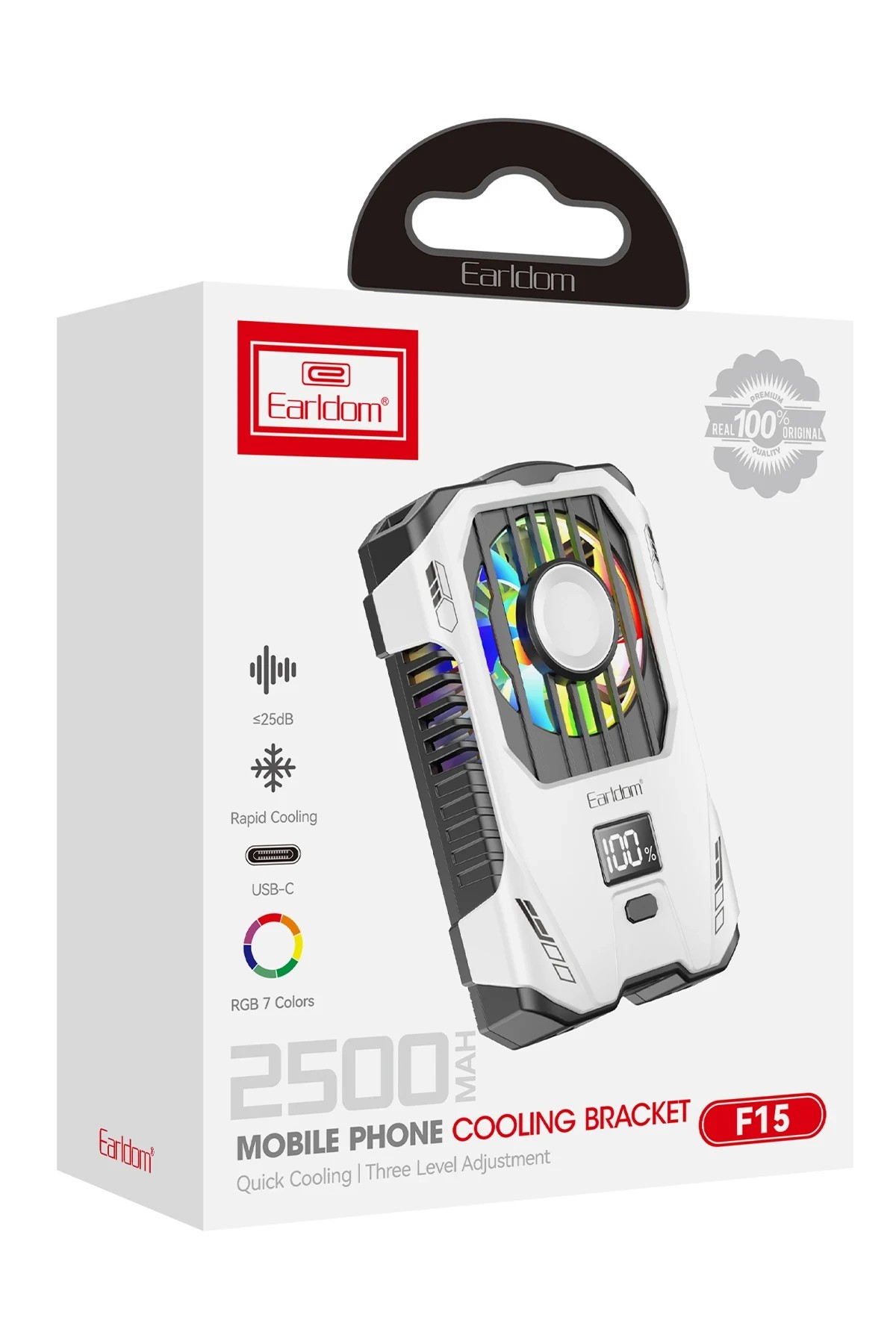 EARLDOM F15 RGB Radyatör Telefon Soğutucu Fan - Beyaz