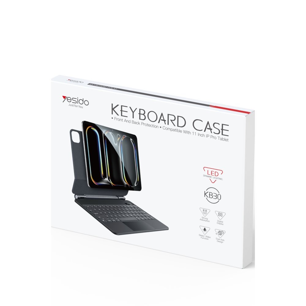 YESIDO KB30 iPad Pro 11 (2024) Tecno Klavyeli Tablet Kılıfı - Siyah