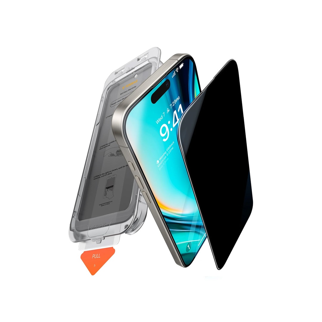 TORRAS iPhone 16 Pro Install Master AutoKit Privacy Cam Ekran Koruyucu - Siyah