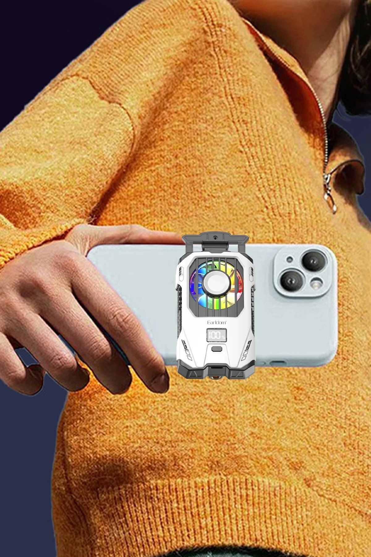 EARLDOM F15 RGB Radyatör Telefon Soğutucu Fan - Beyaz