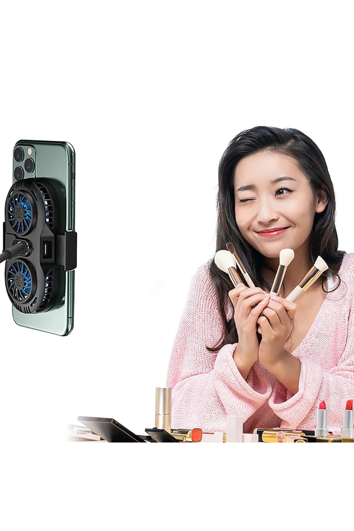 EARLDOM F05 Işıklı Radyatör Telefon Soğutucu Fan - Siyah