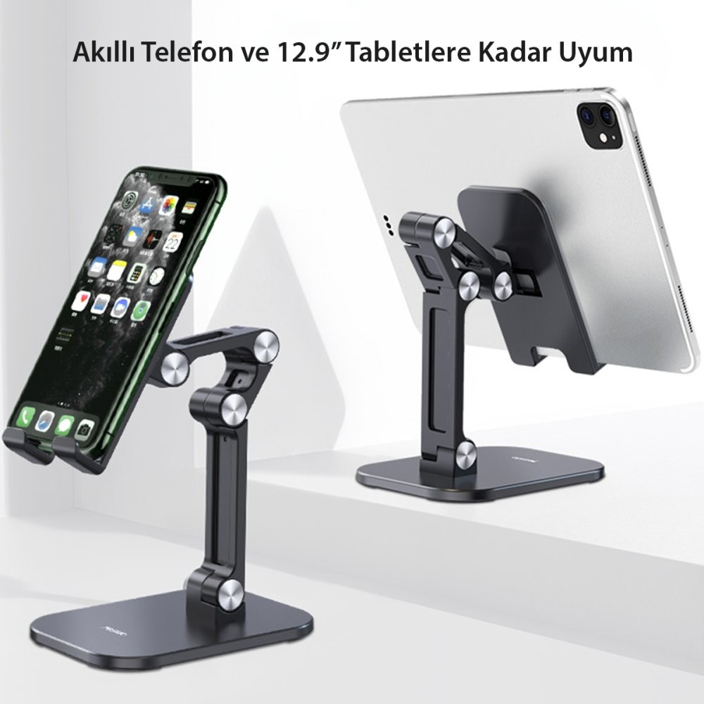 YESIDO C104 Ayarlanabilir Katlanabilir Masaüstü Telefon Tablet Standı - Siyah