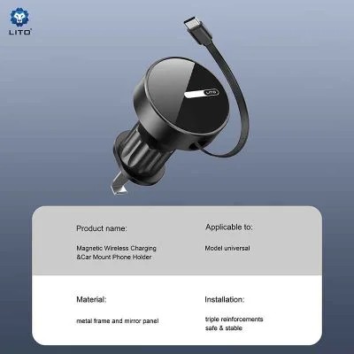 LITO LT-W06 15W Manyetik Kablosuz Şarjlı Araç Telefon Tutucu