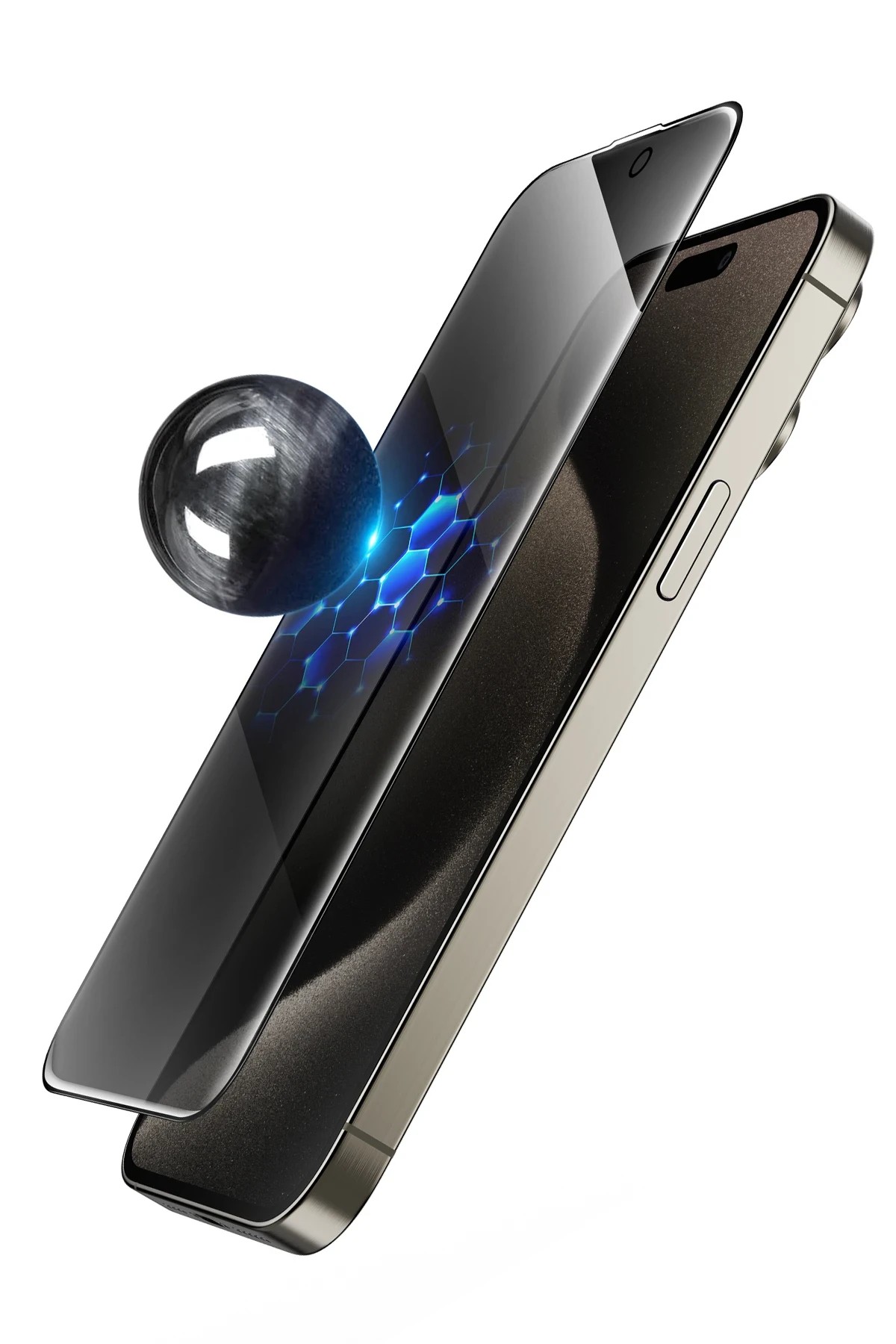 KEEPHONE iPhone 16 Plus UltraCurve Privacy 3D Cam Ekran Koruyucu - Siyah