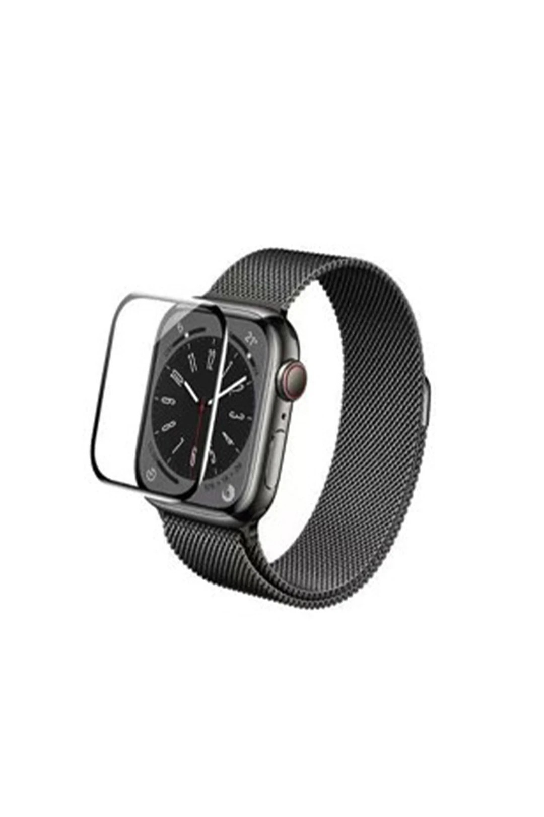 URR Apple Watch 46 mm 2 in 1 PMMA Nano Ekran Koruyucu - Siyah