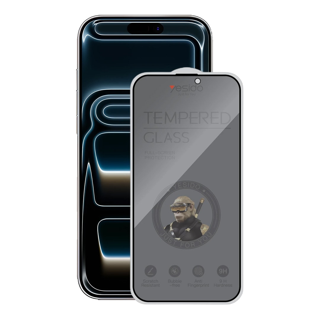 YESIDO Apple iPhone 17 Pro Max TG27 Hayalet Cam Ekran Koruyucu - Siyah