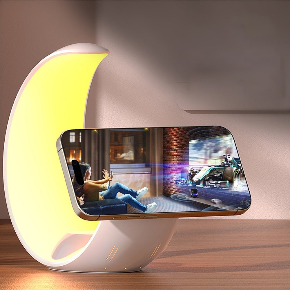 EARLDOM WC55 4 in 1 15W Telefon Saat ve Airpods İçin RGB Kablosuz Şarj Standı - Beyaz
