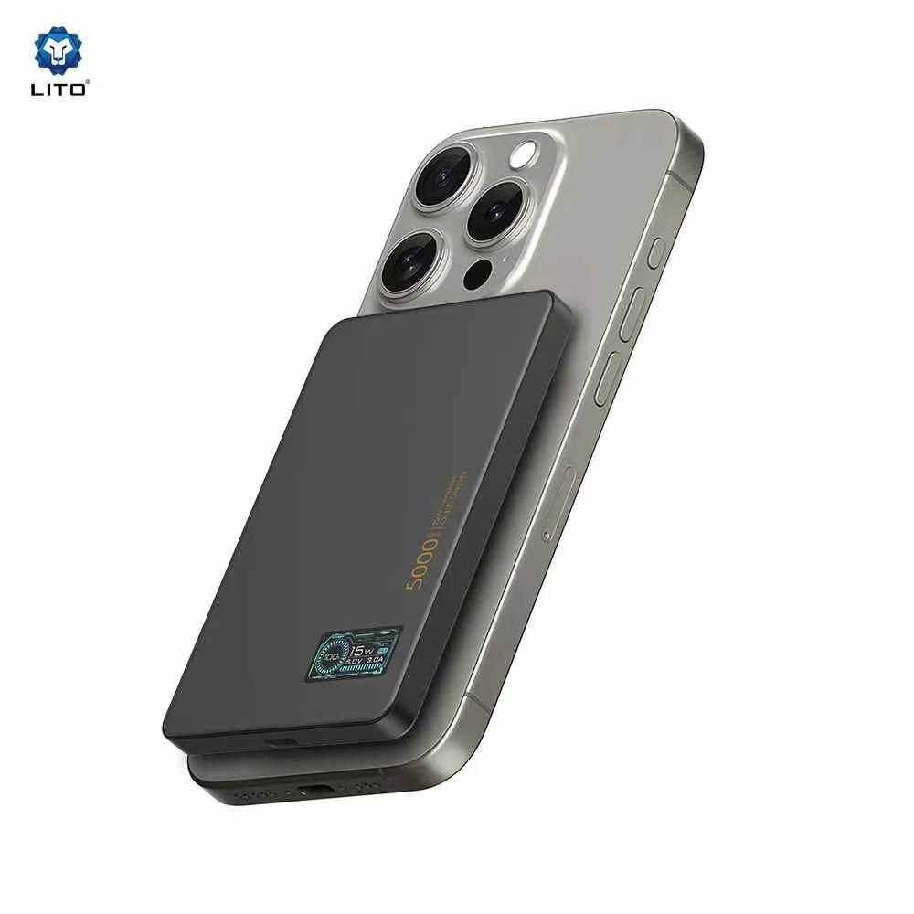 LITO LP07 15W Ultra İnce 5’i 1 Arada Manyetik Qi2 Powerbank 5000 mAh