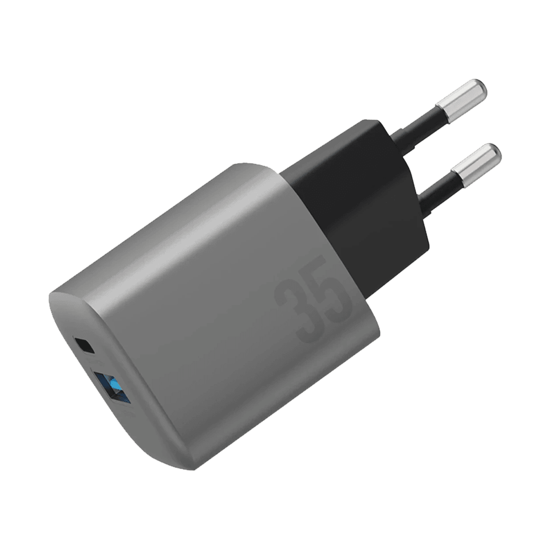 ENERGEA AmpCharge GaN35 35W Type-C ve 30W USB 3.0 Çıkışlı Hızlı Şarj Aleti - Koyu Gri