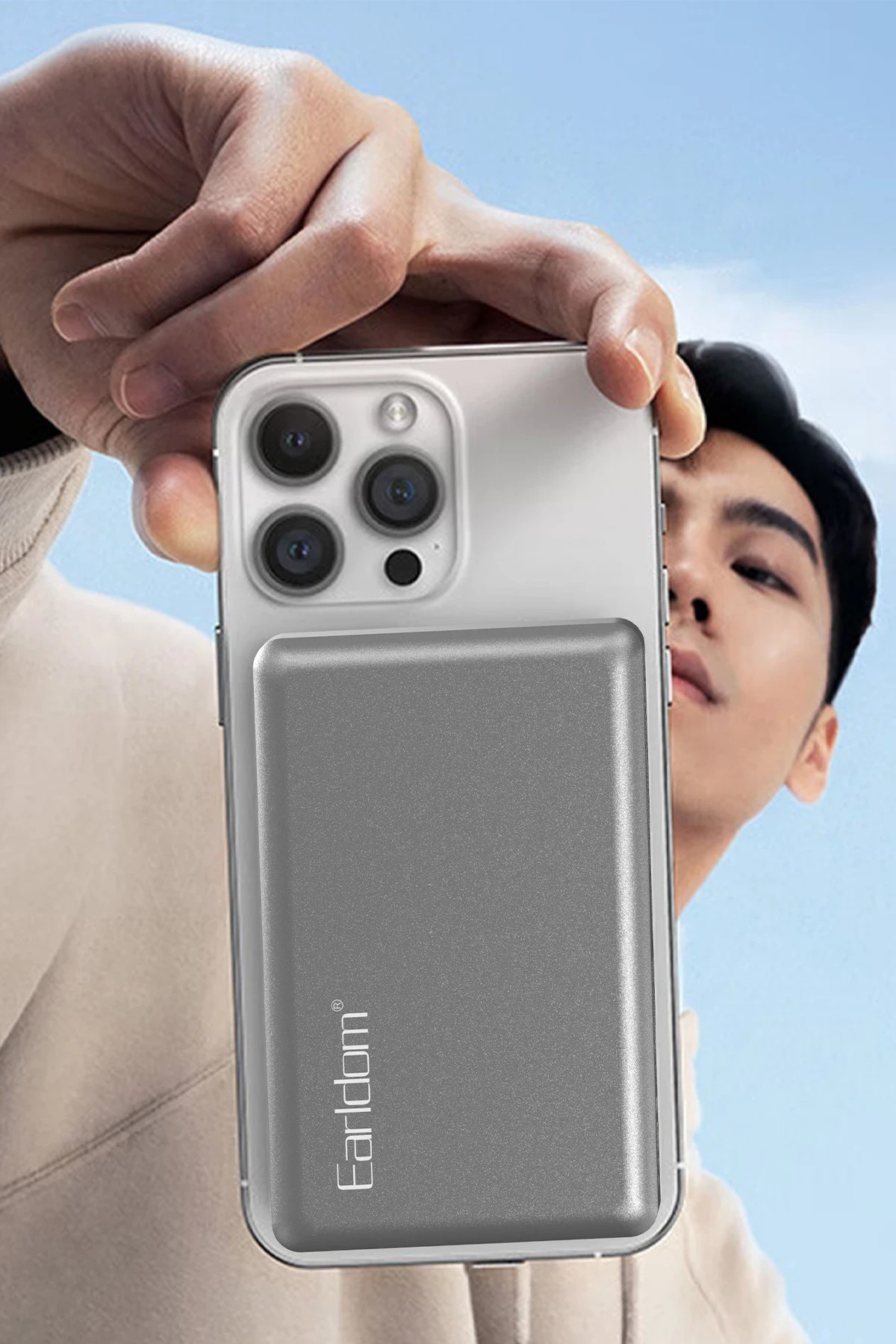 EARLDOM PD49 10.000 mAh 15W Kablosuz Şarj ve 20W Type-C Çıkışlı PD Hızlı Şarj Powerbank - Siyah