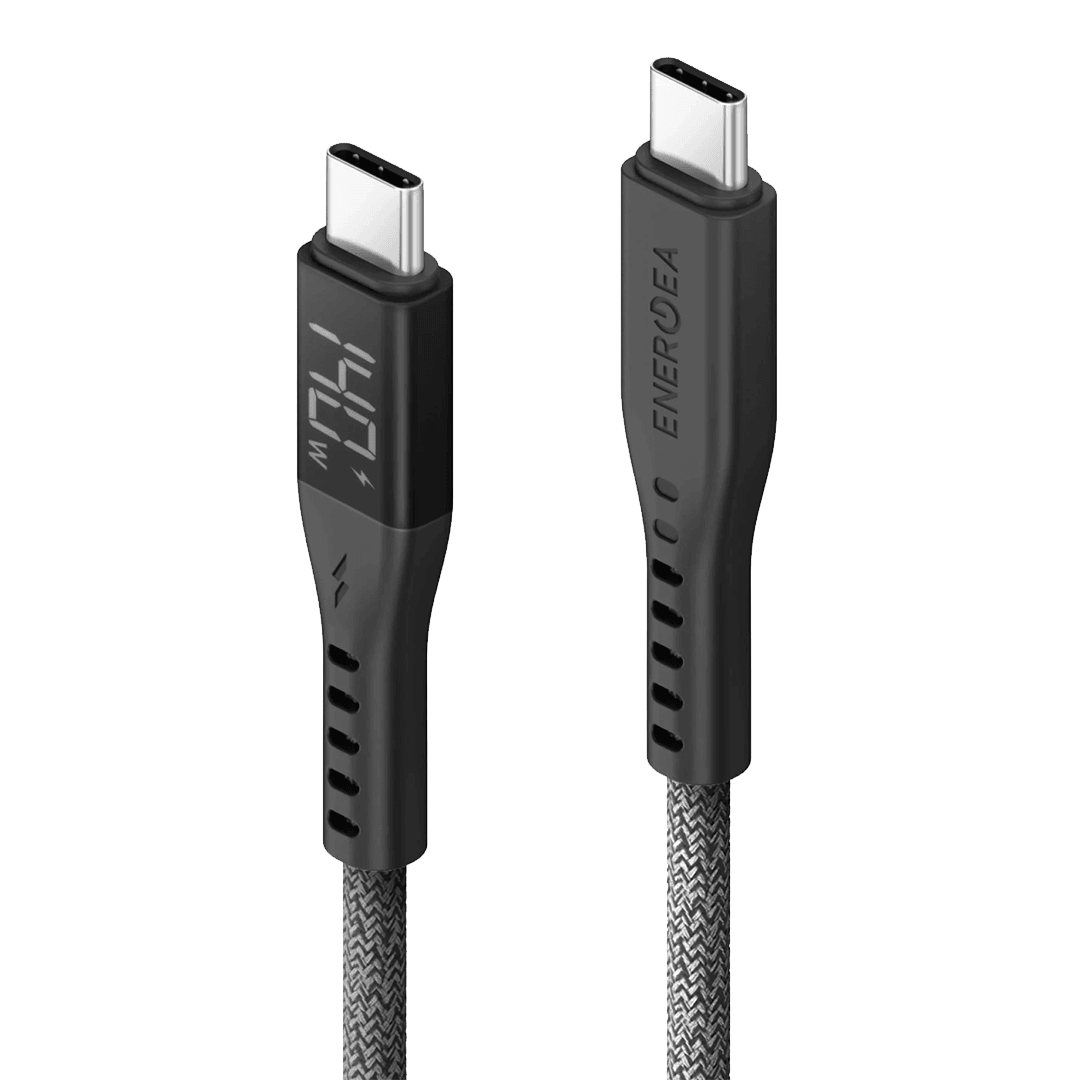 ENERGEA Flow 1.5M 240W Dijital Göstergeli Type-C to Type-C PD Hızlı Şarj Kablo - Siyah