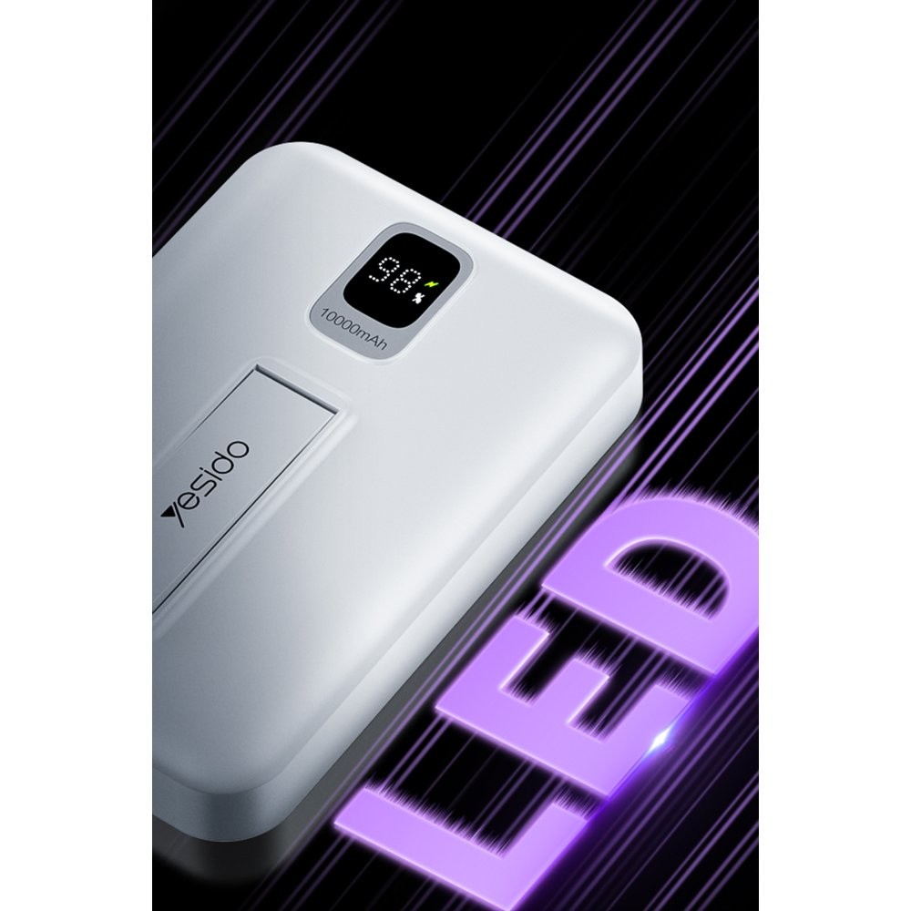 YESIDO YP45 10.000 mAh 20W Dijital Göstergeli 15W Kablosuz Şarjlı Stantlı Magsafe PD Hızlı Şarj Powerbank - Beyaz