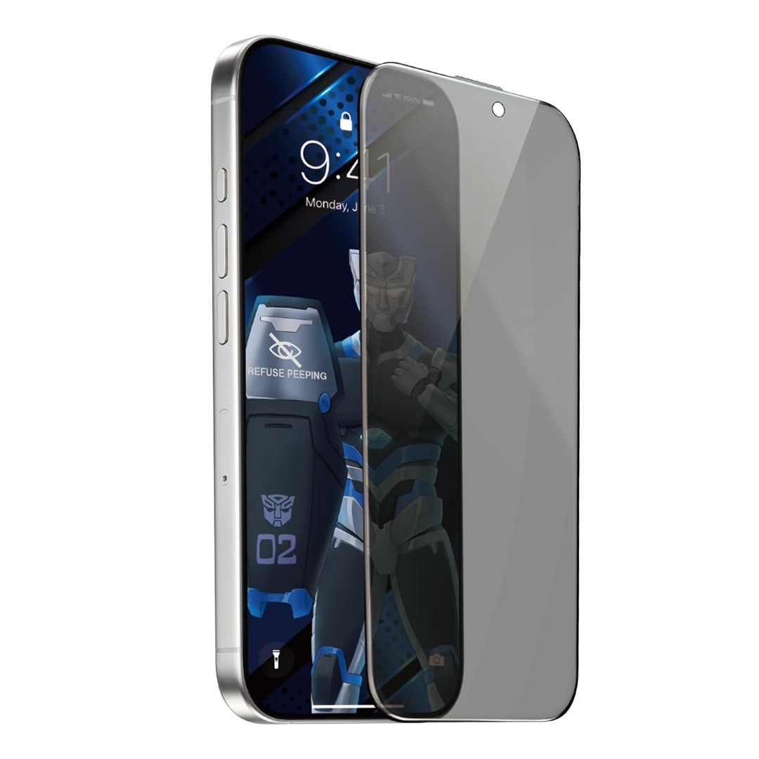 URR iPhone 17 Pro Max 3D Anti-Peep Curved Hayalet Cam Ekran Koruyucu - Siyah