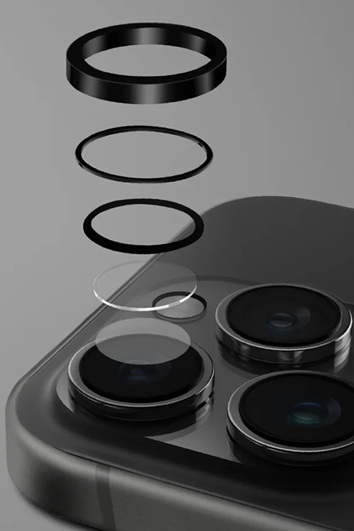 UNIQ iPhone 17 Pro/17 Pro Max Optix Çelik Çerçeveli Sapphire Kamera Lens Koruyucu