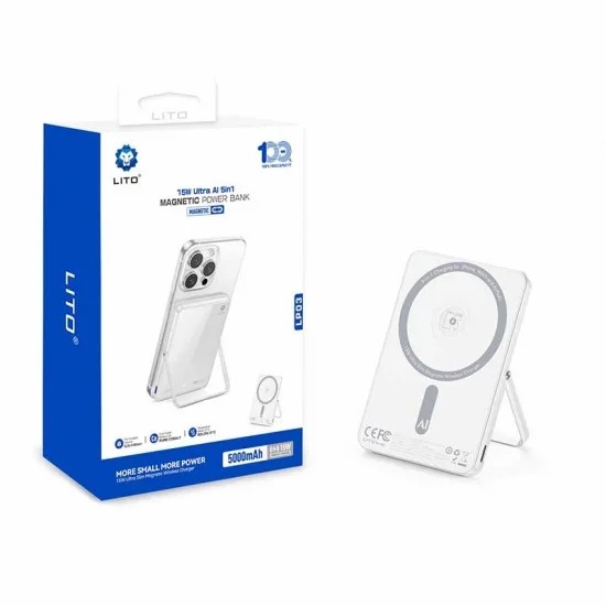 LITO LP03 15W Ultra AI 5’i 1 Arada 5000 Mah Manyetik Powerbank - Aynalı